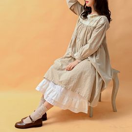 [Natural Garden] MADE N Yves Lace Linen Cotton Dress_High quality material, linen material, lovely lace and shirring_ Made in KOREA